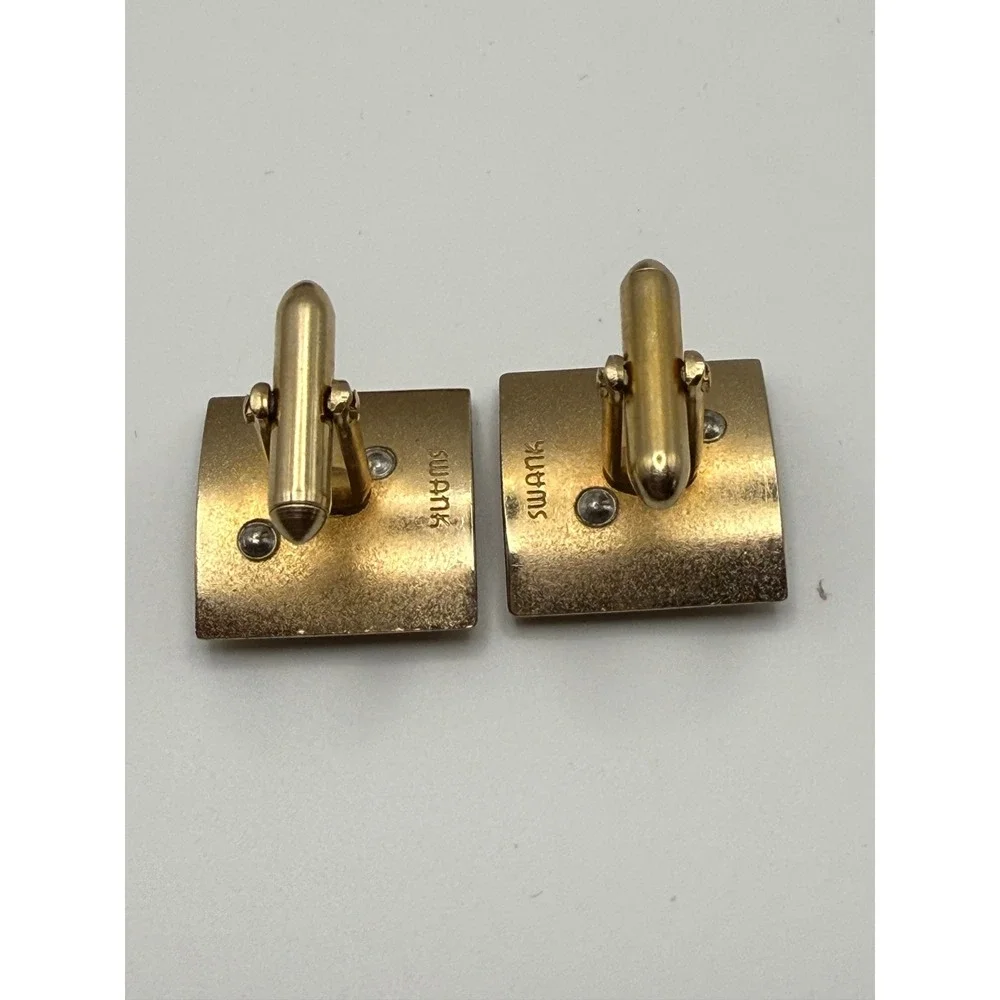 Swank Cufflinks OS Vintage Gold Silver Golf Bag Sports Preppy Country Club Retro